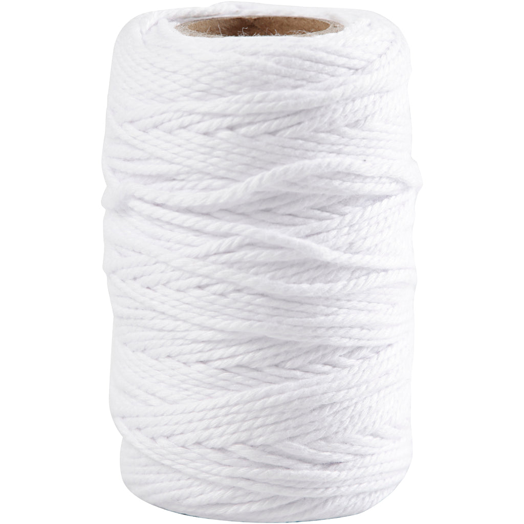 Cotton Cord, thickness 1,1 mm, white, 50 m/ 1 roll