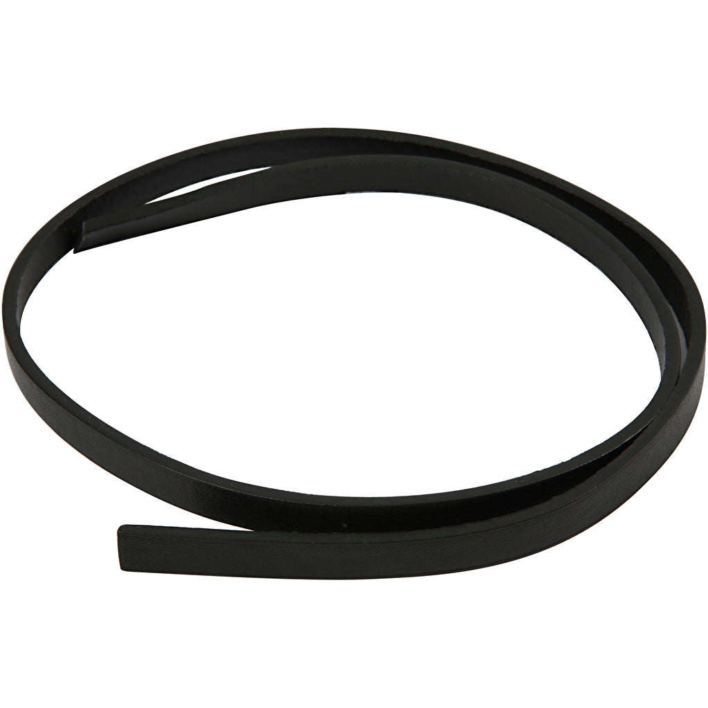 Faux Leather Belt, W: 10 mm, thickness 3 mm, black, 1 m
