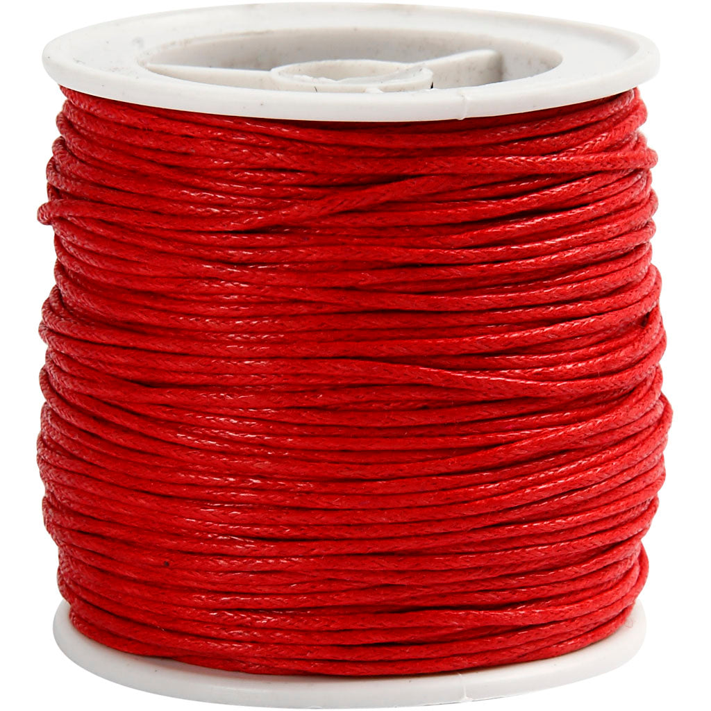 Cotton Cord, thickness 1 mm, red, 40 m/ 1 roll