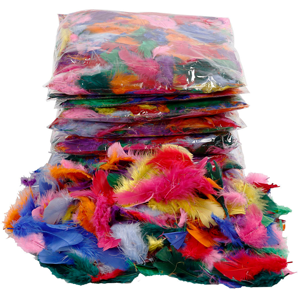 Down, size 7-8 cm, assorted colours, 10x50 g