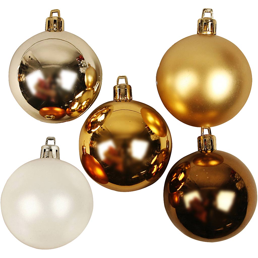 Christmas Ornaments, dia. 6 cm, golden, 20 pc