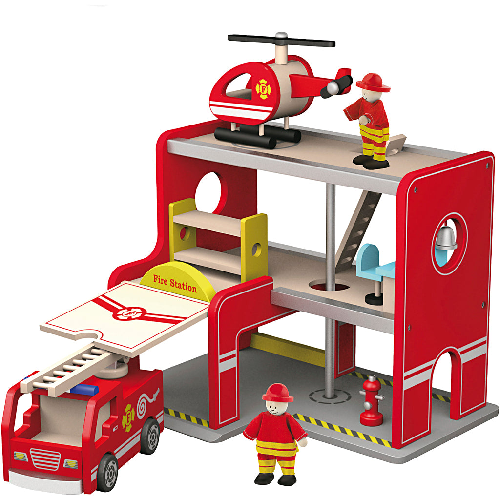 VIGA wooden fire station, size 35x26x28 cm