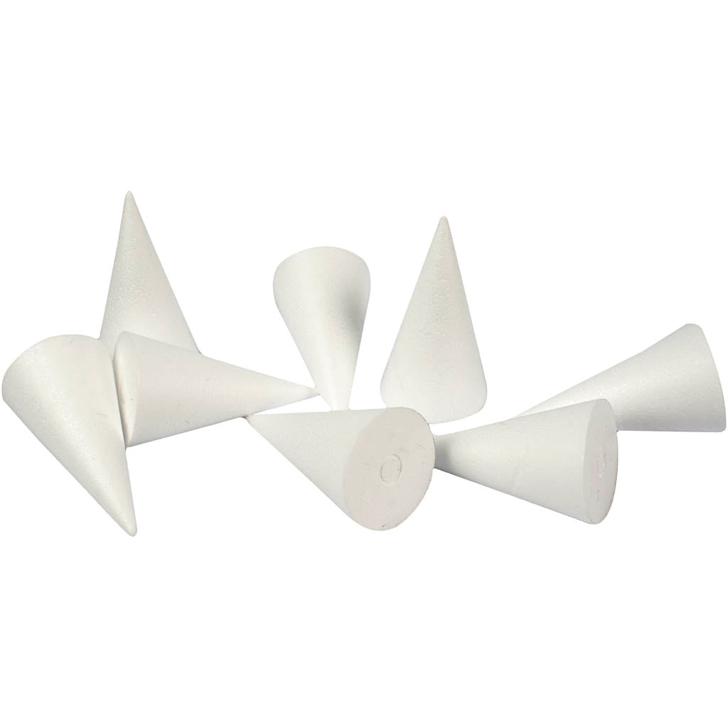 Cone, H: 11 cm, dia. 5,5 cm, white, 50 pc