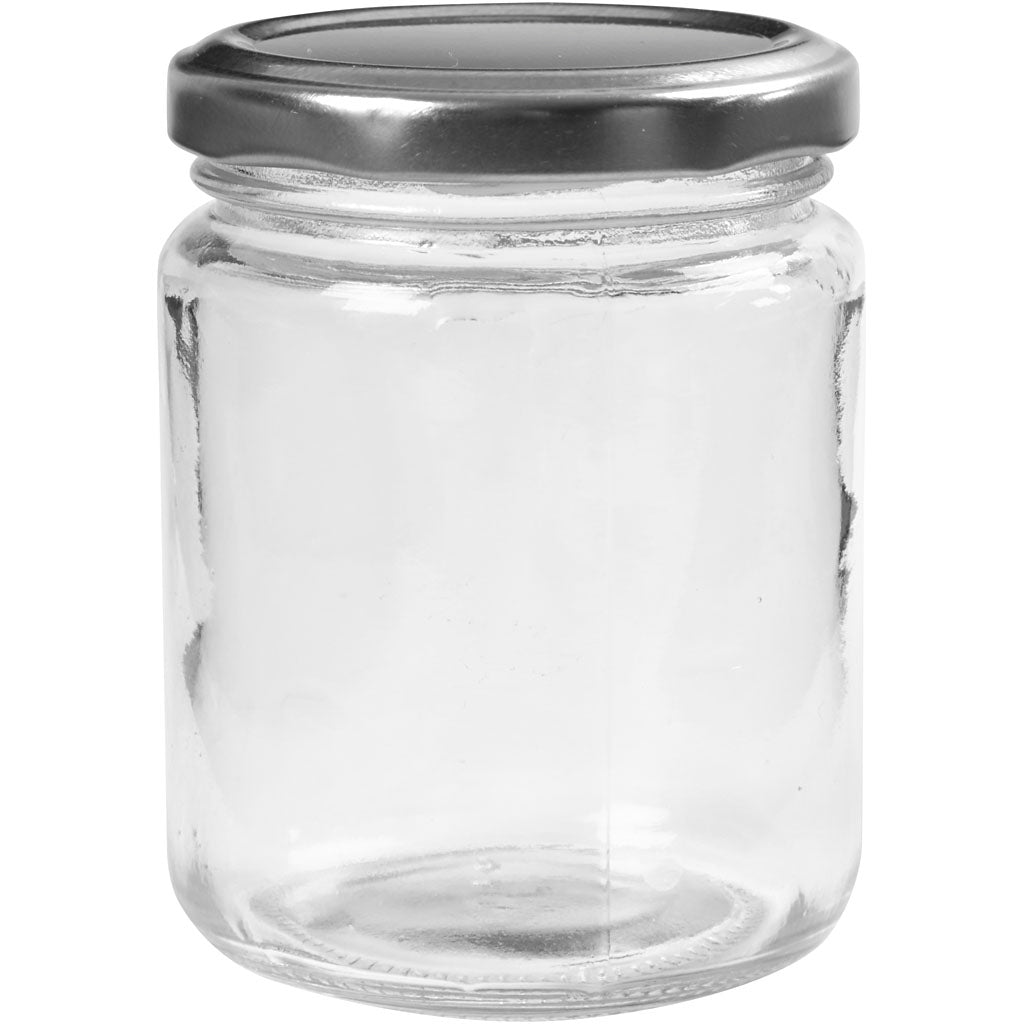 Storage Glass Jar, H: 9,1 cm, dia. 6,8 cm, 240 ml, transparent, 12 pc