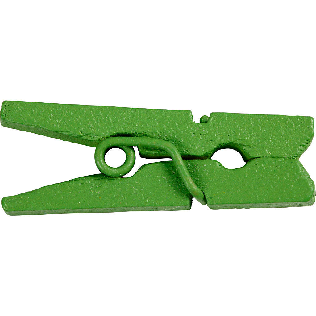 Mini Clothes Peg, L: 25 mm, W: 3 mm, green, 36 pc