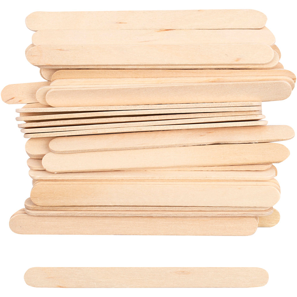 Ice lolly sticks, L: 11,5 cm, W: 10 mm, natural, 30 pc