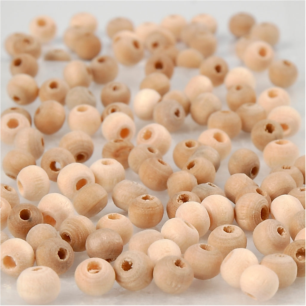 Wooden Bead, dia. 5 mm, hole size 1,5 mm, 100 pc