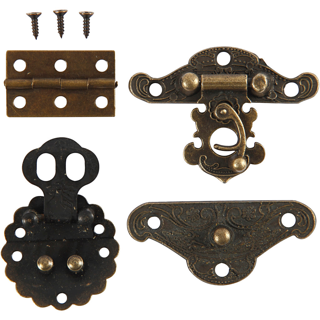 Mini Hanging Brackets, size 30-35 mm, antique gold, 10 set