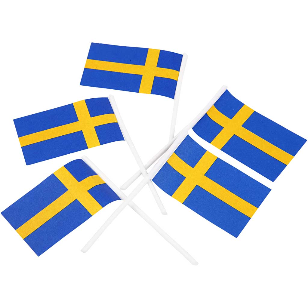 Cake Flags, size 30x50 mm, 100 pc, Sweden