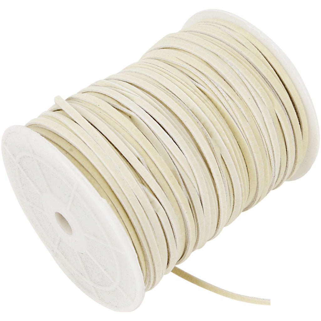 Faux suede cord, beige, 3 mm, 100 m, 1 roll