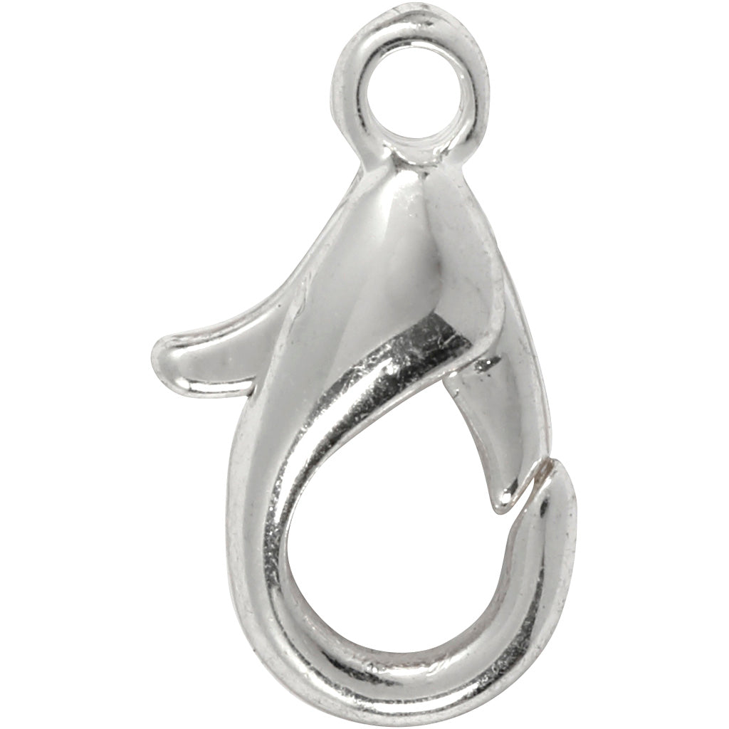 Carabiners, L: 10 mm, silver-plated, 100 pc
