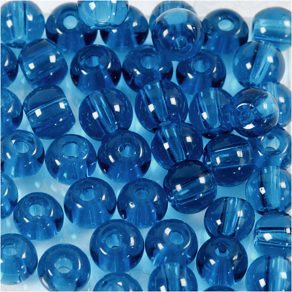 Glass Beads, dia. 4 mm, hole size 1 mm, turquoise, 45 pc