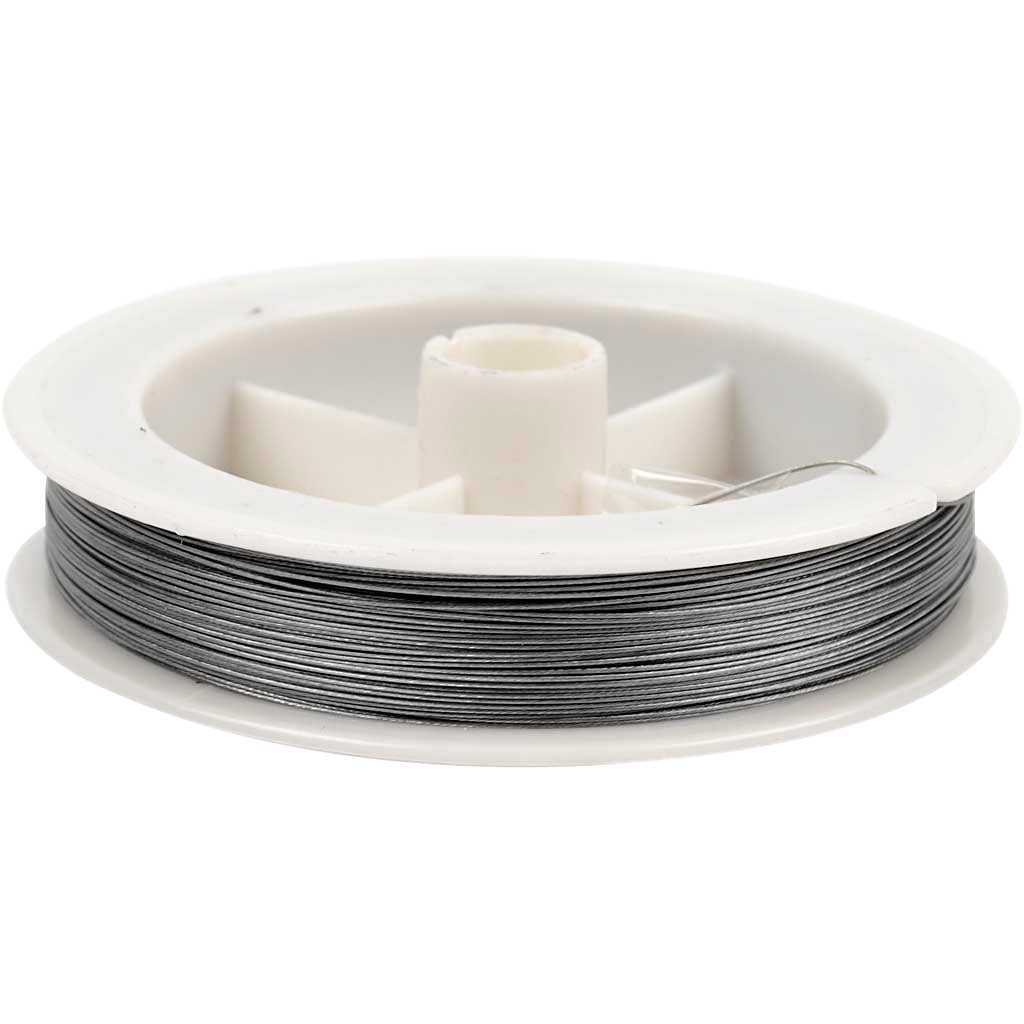 Beading Wire, thickness 0,38 mm, silver, 100 m/ 1 roll