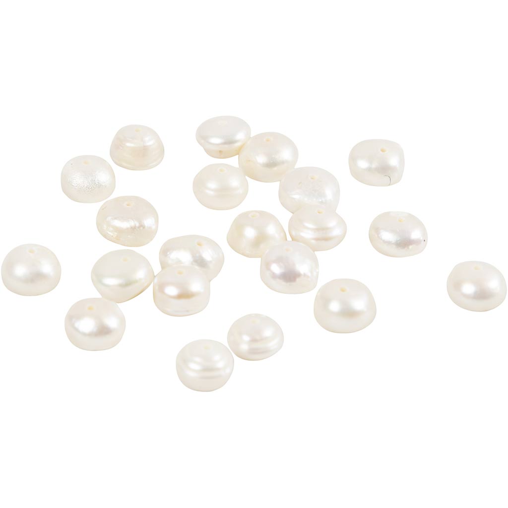 Freshwater Pearls, size 4-6 mm, hole size 1 mm, ca. 57 pc, mother-of-pearl, 40 cm