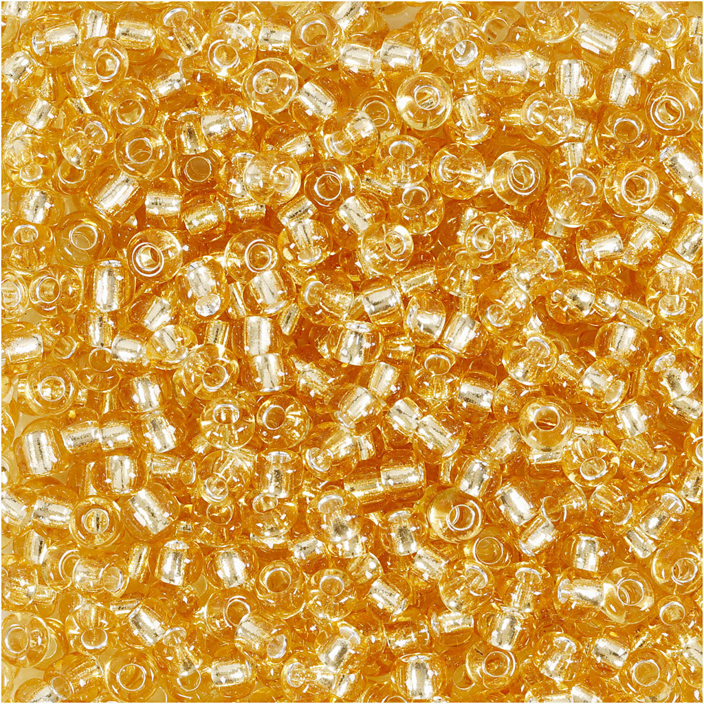 Rocaille Seed Beads, dia. 3 mm, size 8/0, hole size 0,6-1,0 mm, gold, 25 g