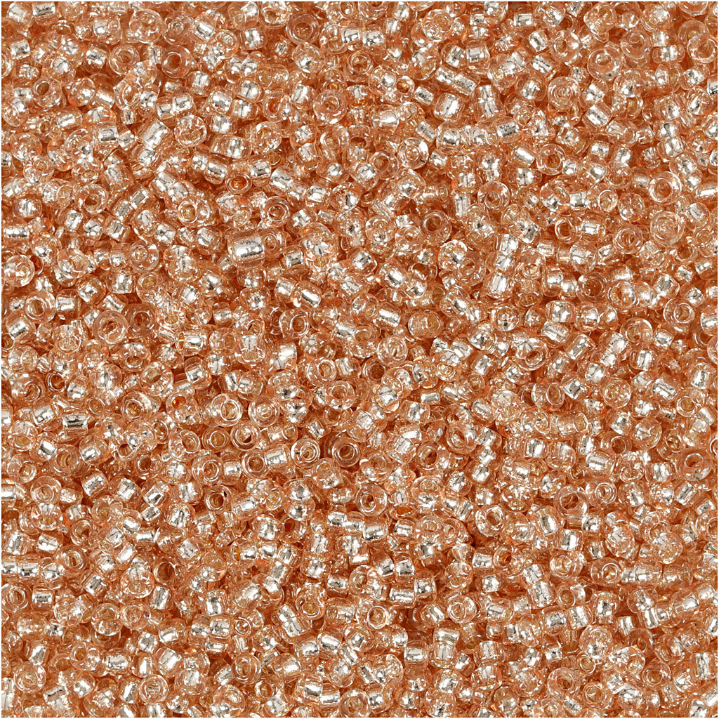 Rocaille Seed Beads, dia. 1,7 mm, size 15/0, hole size 0,5-0,8 mm, peach, 25 g