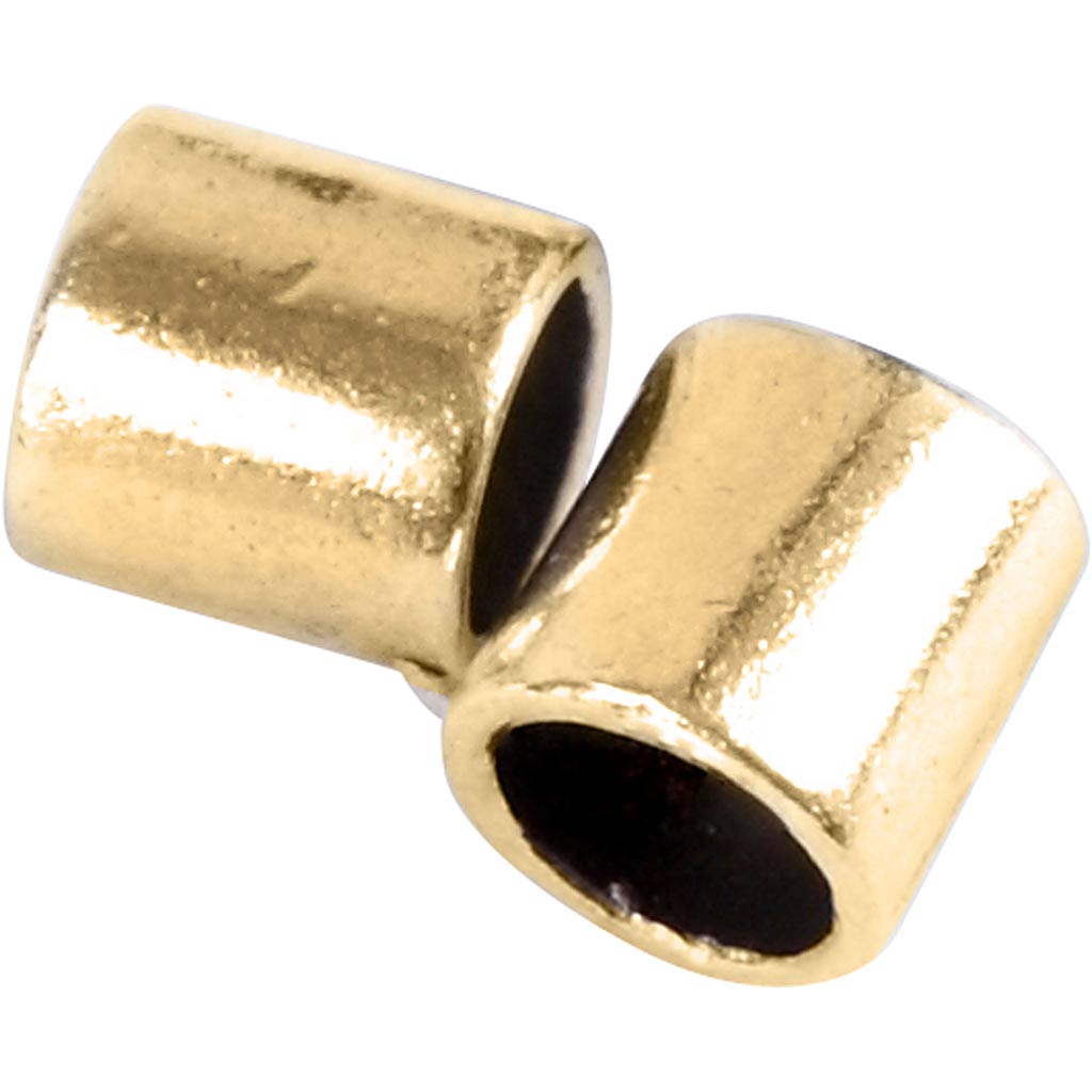 Crimpy Beads Tubes, size 2x2 mm, hole size 1,4 mm, gold-plated, 80 pc