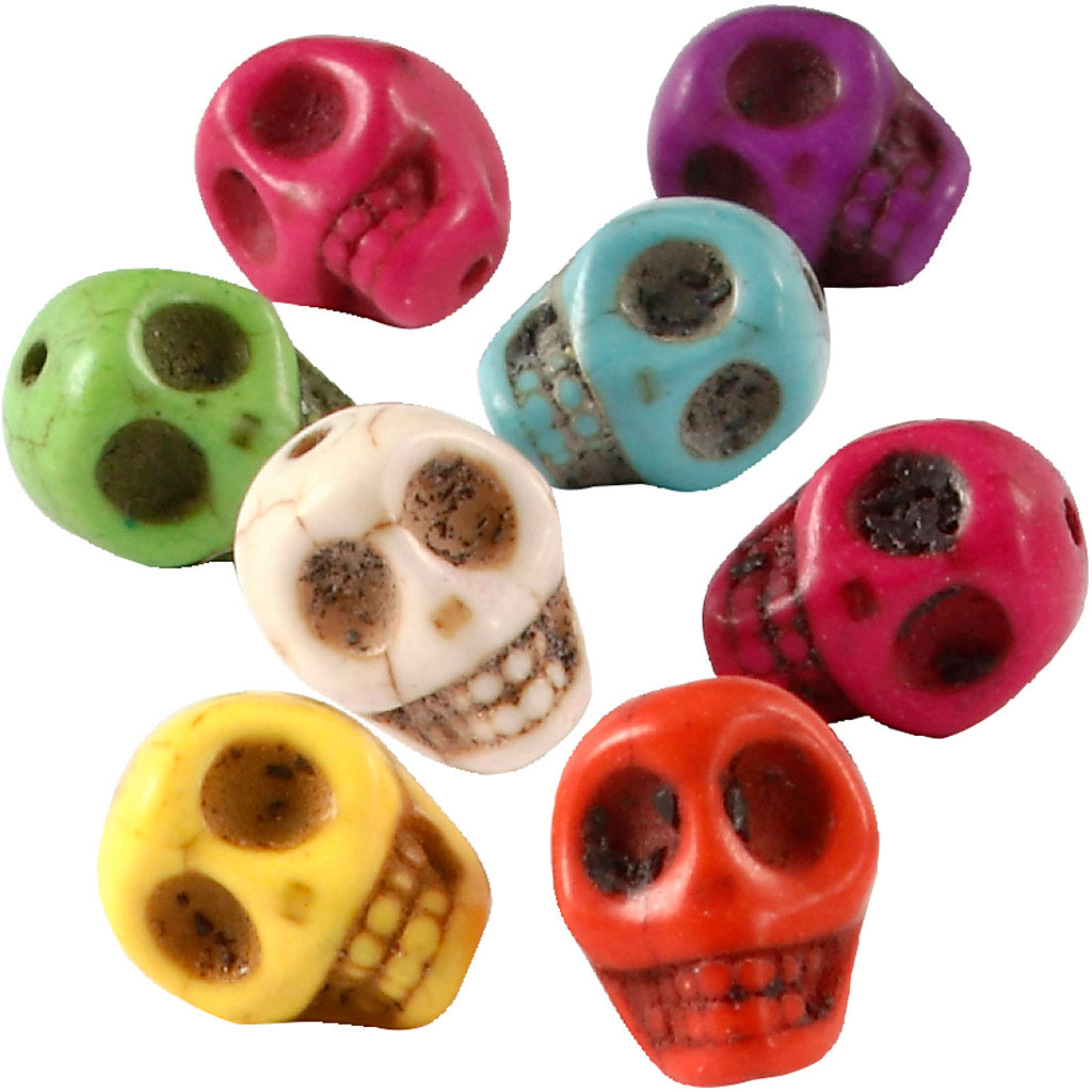 Howlite Beads, dia. 12 mm, hole size 1,5 mm, bold colours, 32 pc