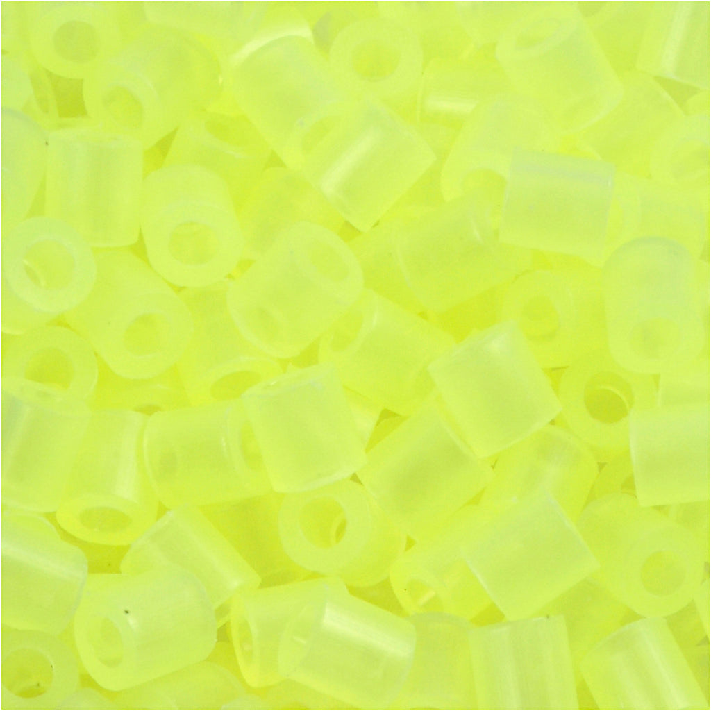 Fuse Beads, size 5x5 mm, hole size 2,5 mm, medium, neon yellow (32223), 1100 pc