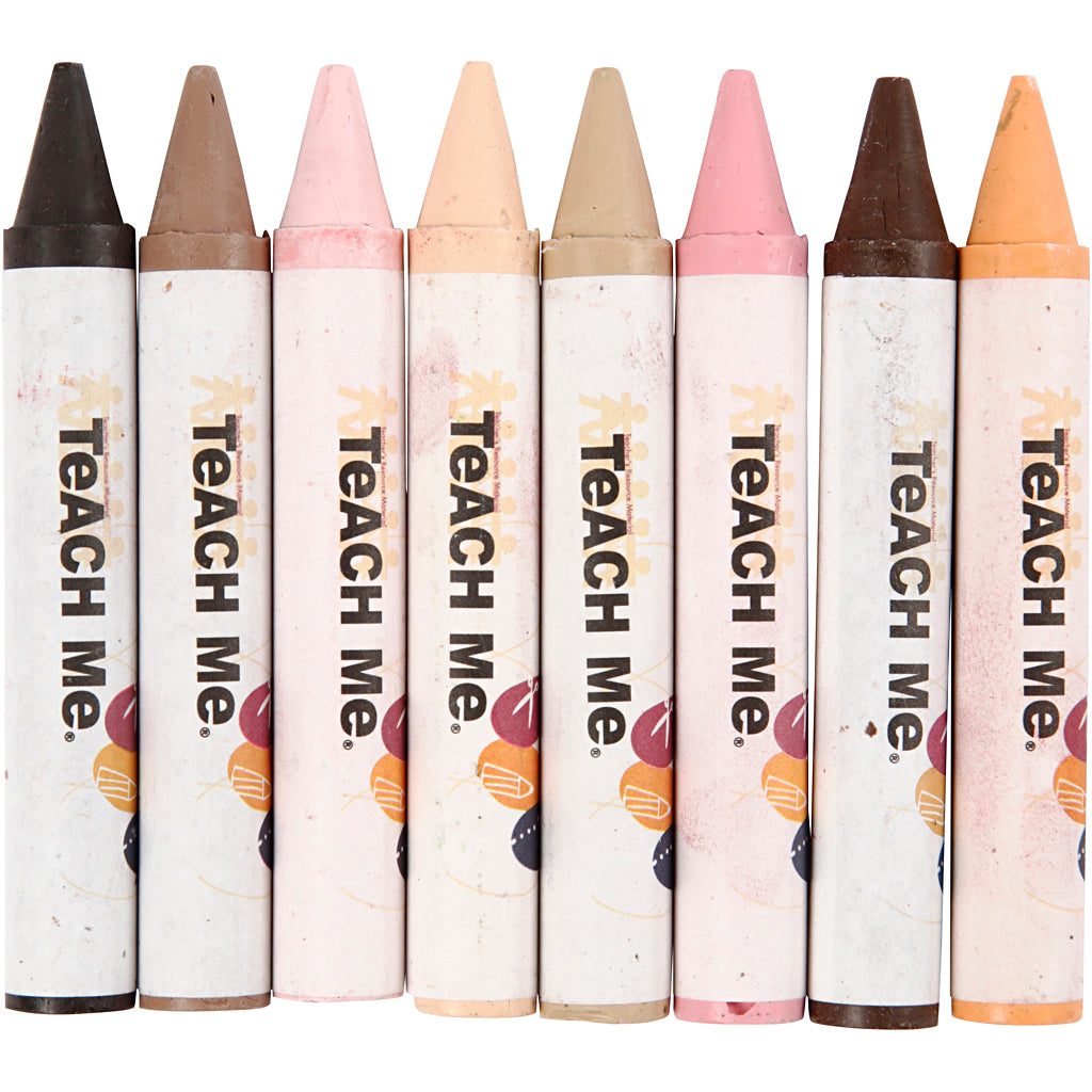 Wax Crayons, L: 10 cm, dia. 15 mm, skin colours, 8 pc