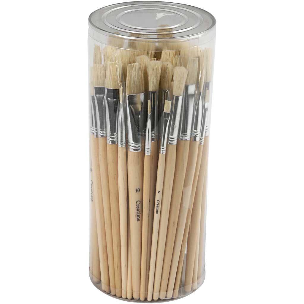 Nature Line Brushes, no. 1+2+3+4+5+6+7+8+9+10, L: 19,5-23 cm, W: 4-17 mm, flat,round, 80 pc