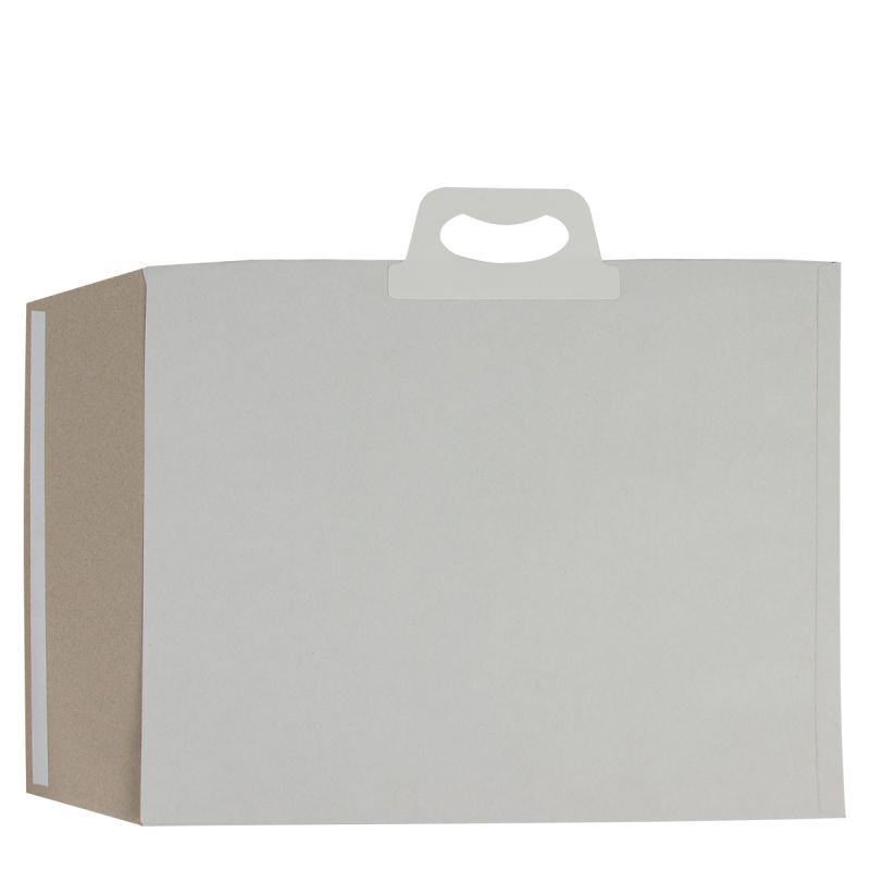Recycled paper shipping bag with a flap closure