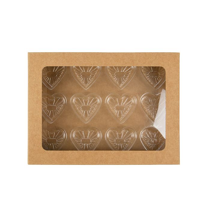 Kraft Artisan Candy Box Set, Heart Insert 10.2x2.1x13.8 cm