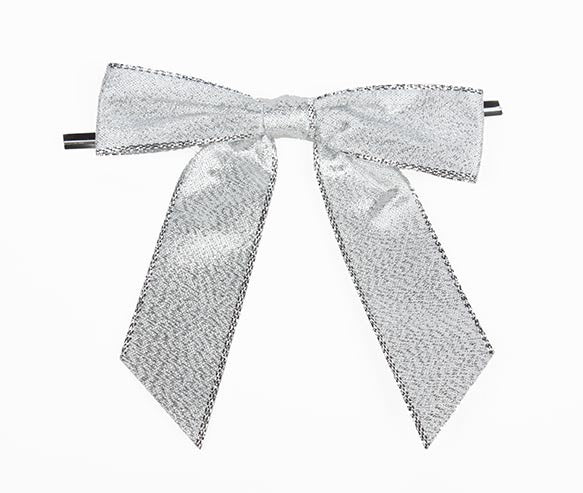 Bows pre-tied Metallic Silver 2.2cm