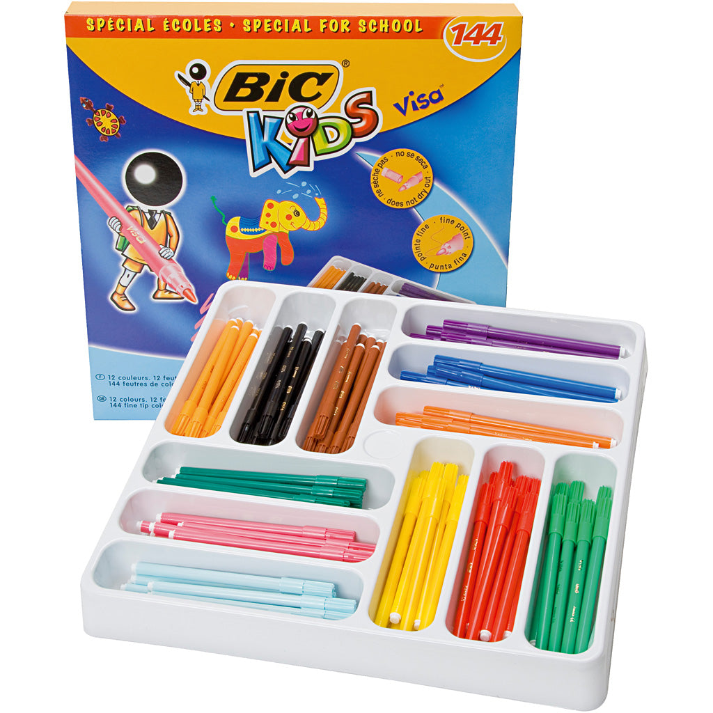 BIC Visa Fine Marker, line 0,7 mm, assorted colours, 12x12 pc, 144 pc