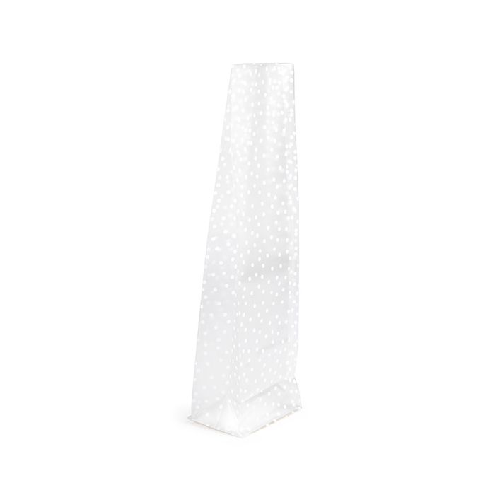 Block Bottom Bags w/ Paper Insert Frosted Polka Dots 7x5.1x25.4 cm