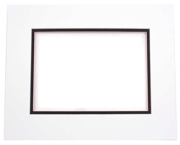 Mount Board Double thick White/Black 27.9x35.6cm with 19.4x24.5cm Window