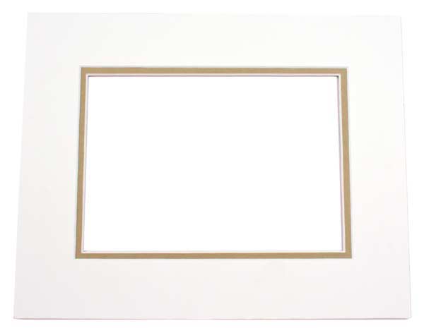 Mount Board Double thick Ivory/Olive Green 20.3x25.4cm with 11.8x16.8cm Window