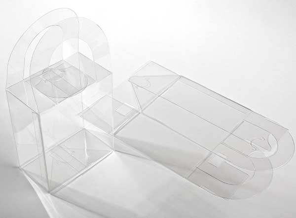 Plastic Gift Boxes with Handle 10.2x5.7x11.7cm Crystal Clear