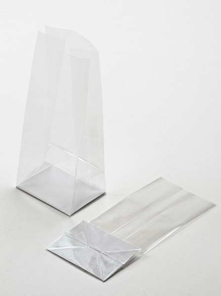 Block Bottom Bags Super Clear 6.7x4.8x26cm with paper insert