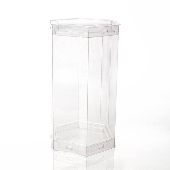 Crystal Clear Pop-up Tube. Hexagon Shaped 8.9 x 7.9 x 15.2cm
