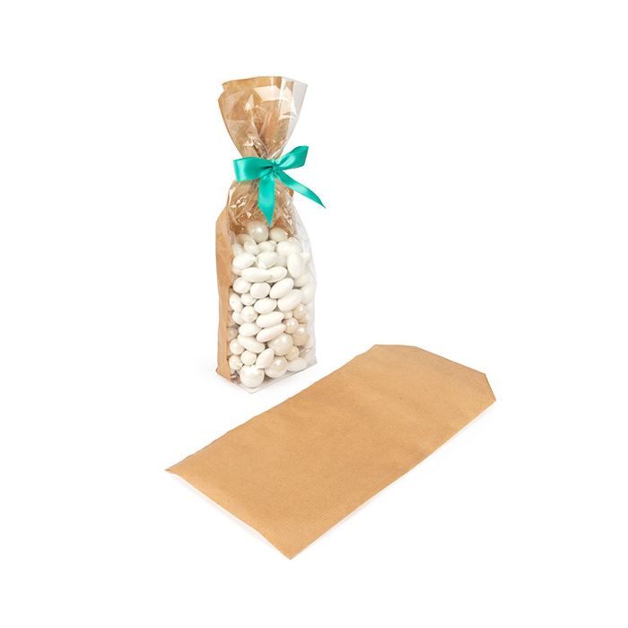 Kraft Block Bottom Bags w/ Paper Insert Backed 8.9x5.7x30.5 cm