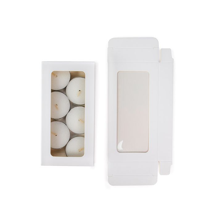 White Gift Boxes Window Box w/ attached window 7x2.1x13.8 cm