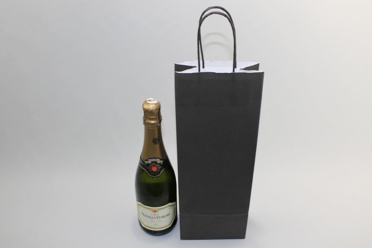 Carrier Bags for Bottles Black 14x8x39cm Kraft 110 g/m