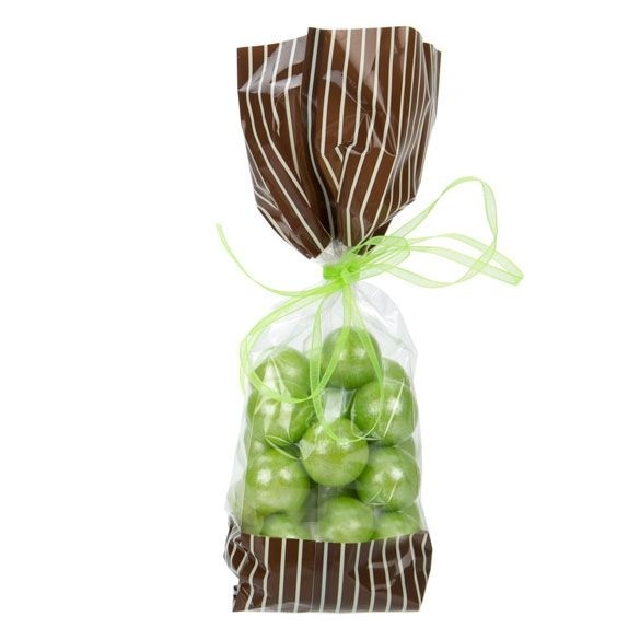 Printed Bags Brown with Cream stripes 6.7x4.8x27.3cm with side gusset