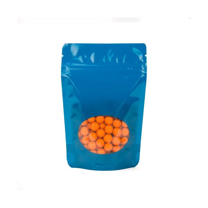 Stand Up Pouches Blue with oval Window 10.2x6x15.2cm | 57 grams