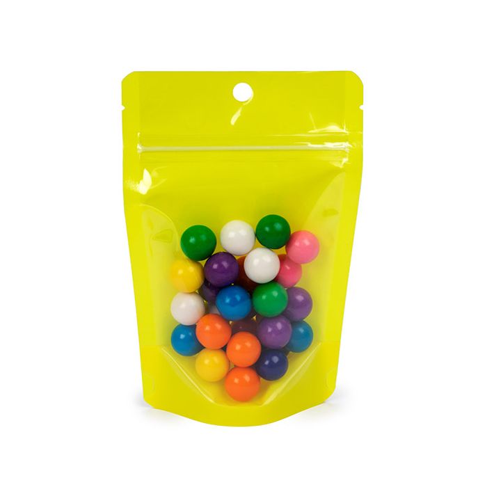 Stand Up Pouches Transparent/Neon Yellow 10,2x6x15,2 cm