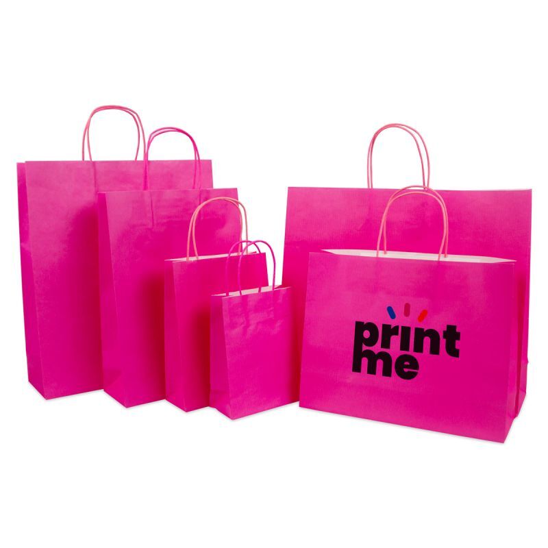 Shopper di carta di lusso con manici ritorti Rosa 14+7x19 cm + fondo in cartone (250 pz) [FP-003019]