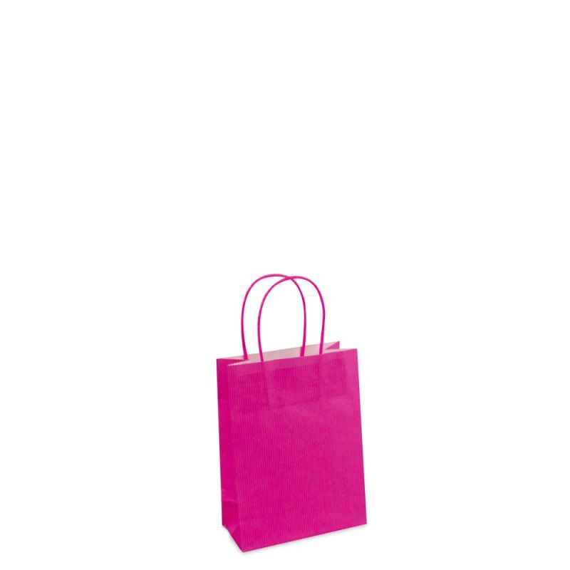 Shopper di carta di lusso con manici ritorti Rosa 14+7x19 cm + fondo in cartone (250 pz) [FP-003019]