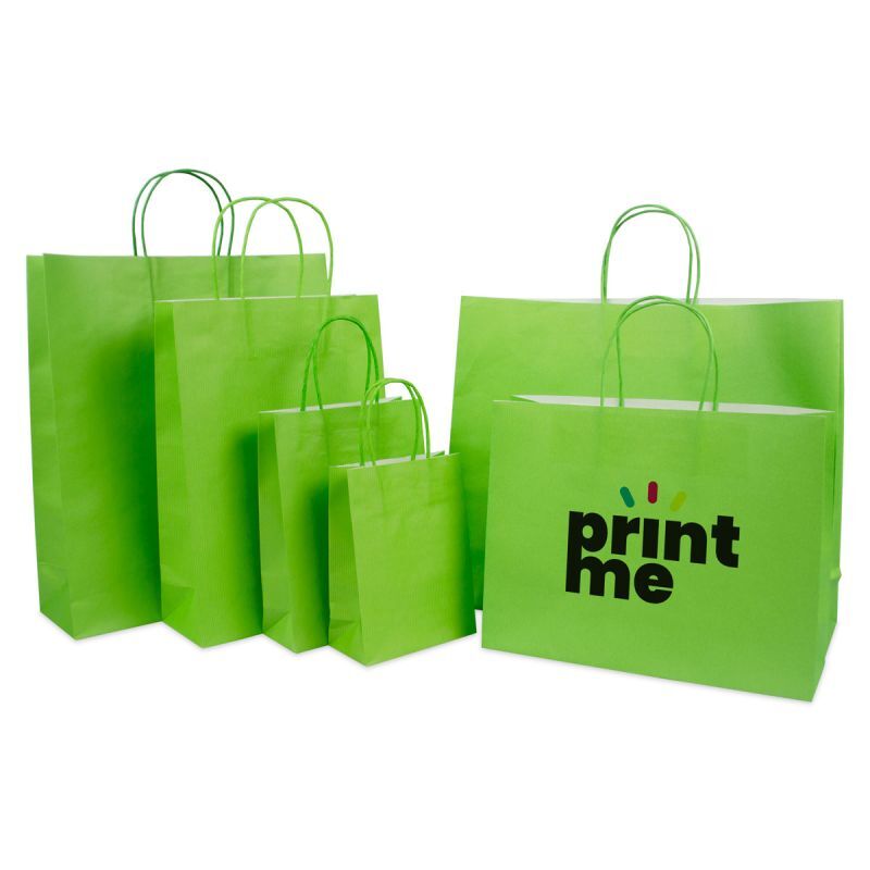 Shopper di carta di lusso con manici ritorti Verde 14+7x19 cm + fondo in cartone (250 pz) [FP-004019]