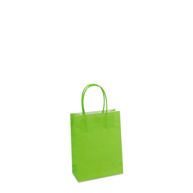 Shopper di carta di lusso con manici ritorti Verde 14+7x19 cm + fondo in cartone (250 pz) [FP-004019]