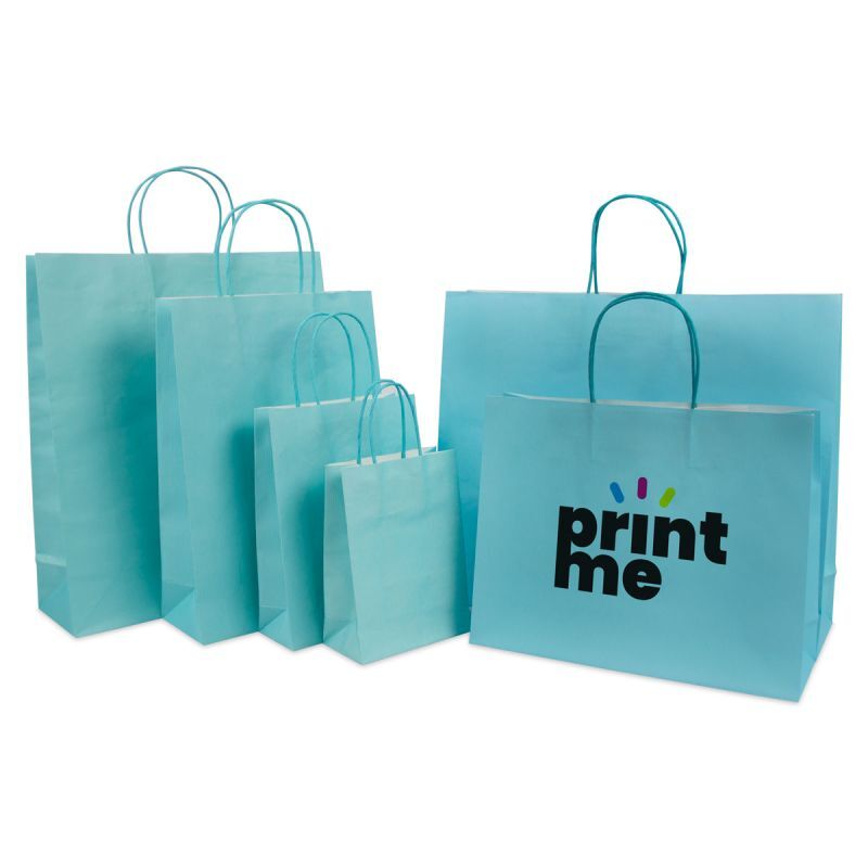 Shopper di carta di lusso con manici ritorti Blu 14+7x19 cm + fondo in cartone (250 pz) [FP-005019]