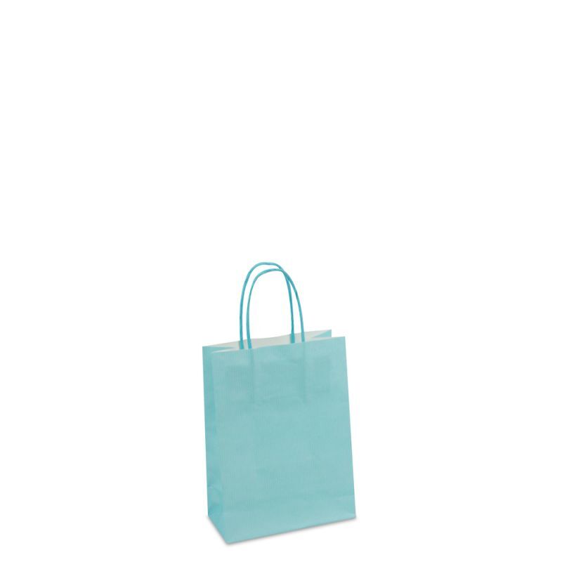 Shopper di carta di lusso con manici ritorti Blu 14+7x19 cm + fondo in cartone (250 pz) [FP-005019]
