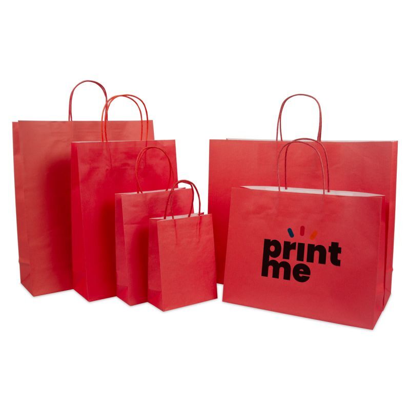 Shopper di carta di lusso con manici ritorti Rosso 14+7x19 cm + fondo in cartone (250 pz) [FP-006019]