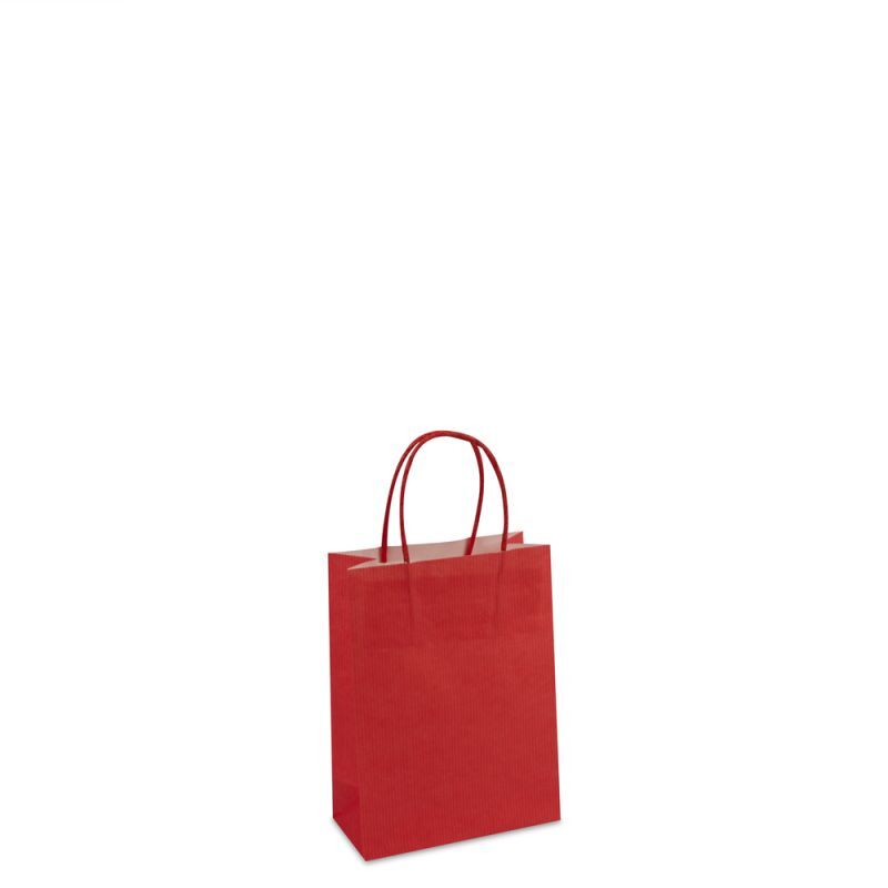 Shopper di carta di lusso con manici ritorti Rosso 14+7x19 cm + fondo in cartone (250 pz) [FP-006019]
