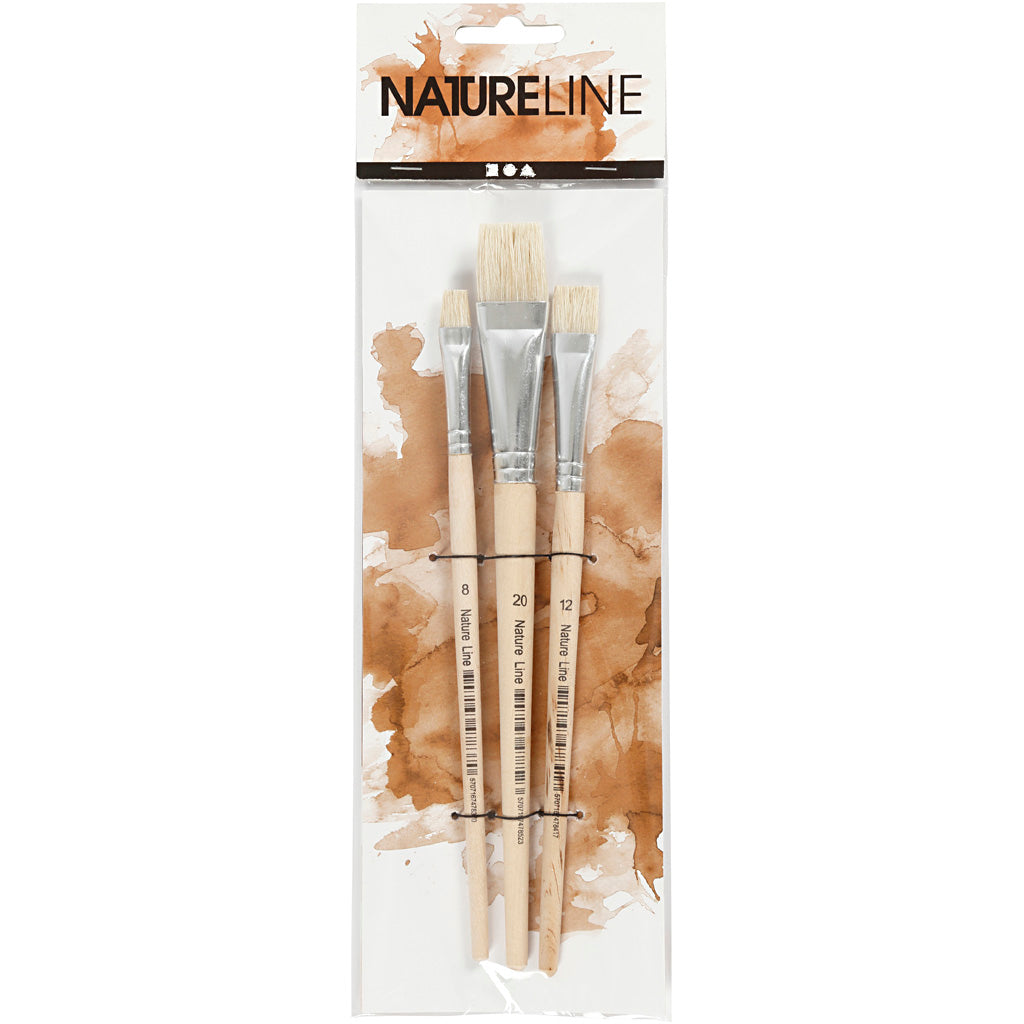 Pennello Nature Line, dim. 8+12+20, L: 18,5-20,5 cm, L: 10-20 mm, piatto, 3 pz/ 1 conf. [HOB-100263]
